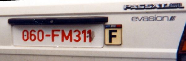 Matrícula diplomática 060, representando o país França