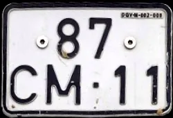 Matrícula portuguesa para motociclos em geral registados em 2007