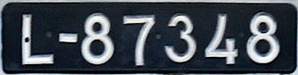 Exemplo de matrícula de reboque no formato de 1955